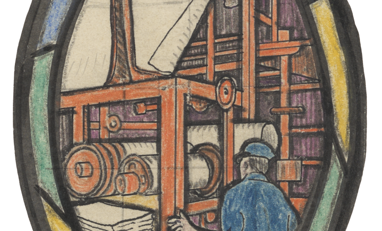 Drawing of printing press