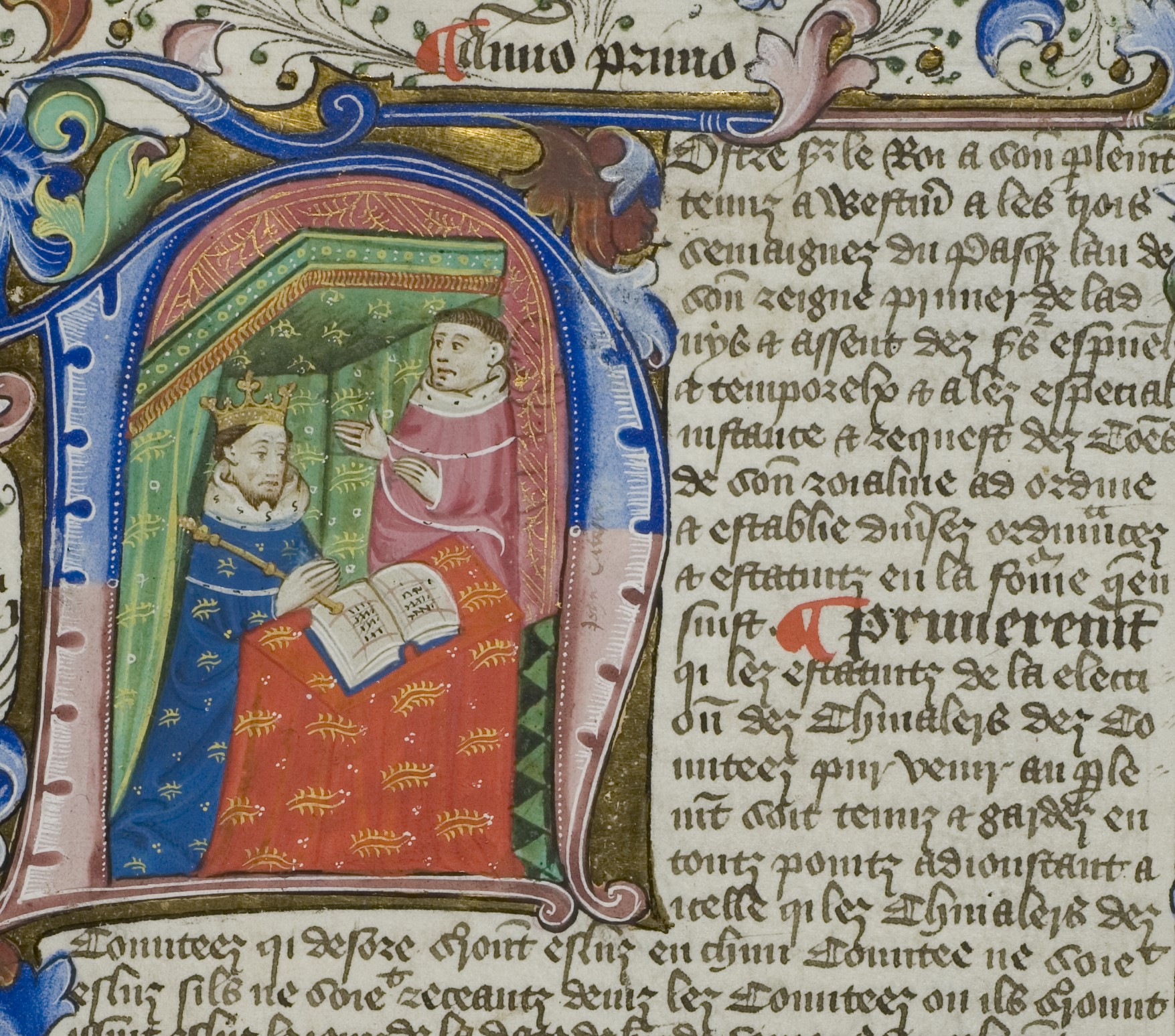 King and scribe in medieval illustration