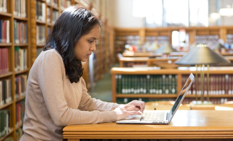 Student studying in the library