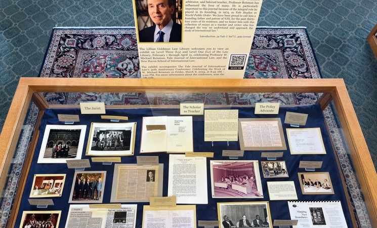 Main Case Exhibit containing artifacts depicting Prof. W. Michael Reisman's work as a jurist, a scholar and teacher, and a policy advocate. d 