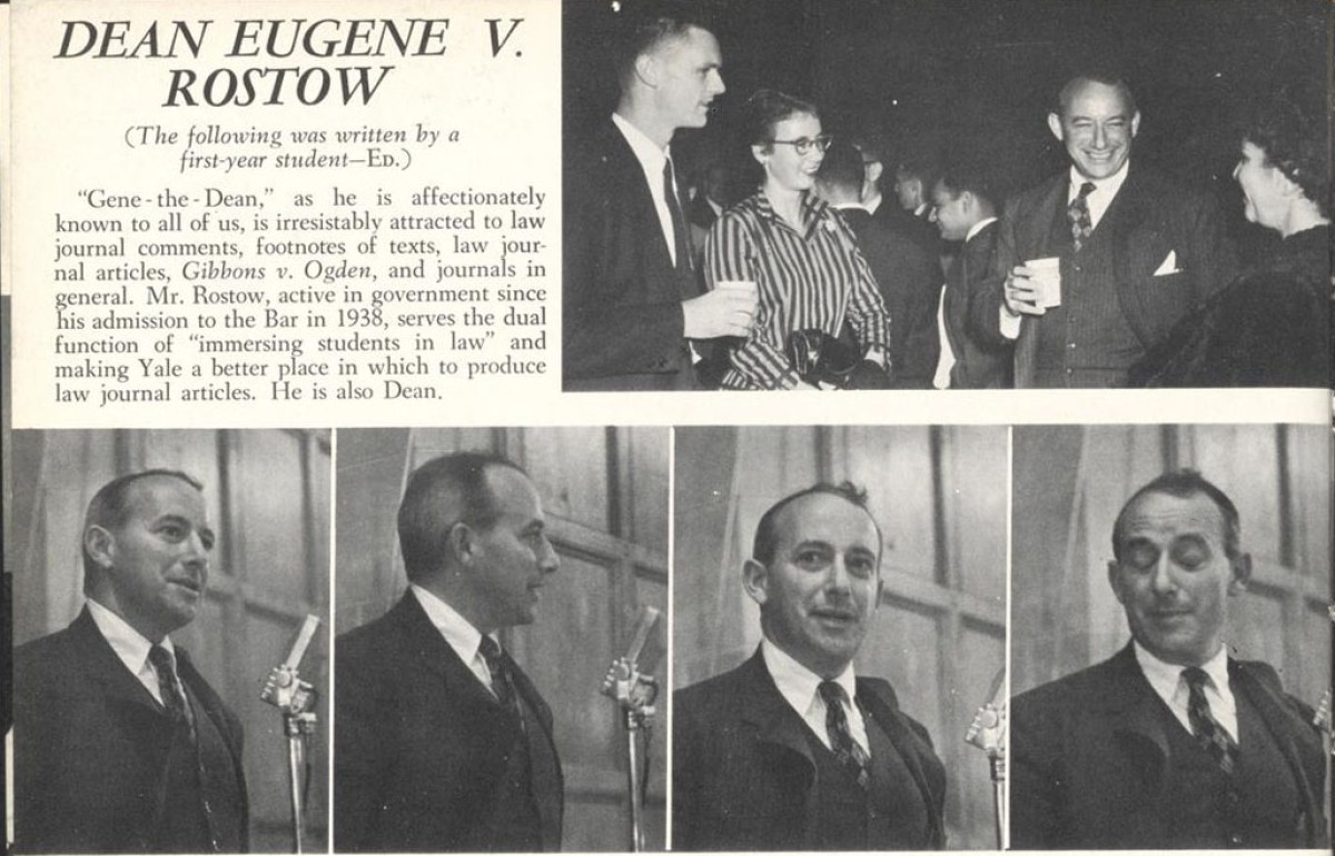 Yale yearbook page about Dean Rostow