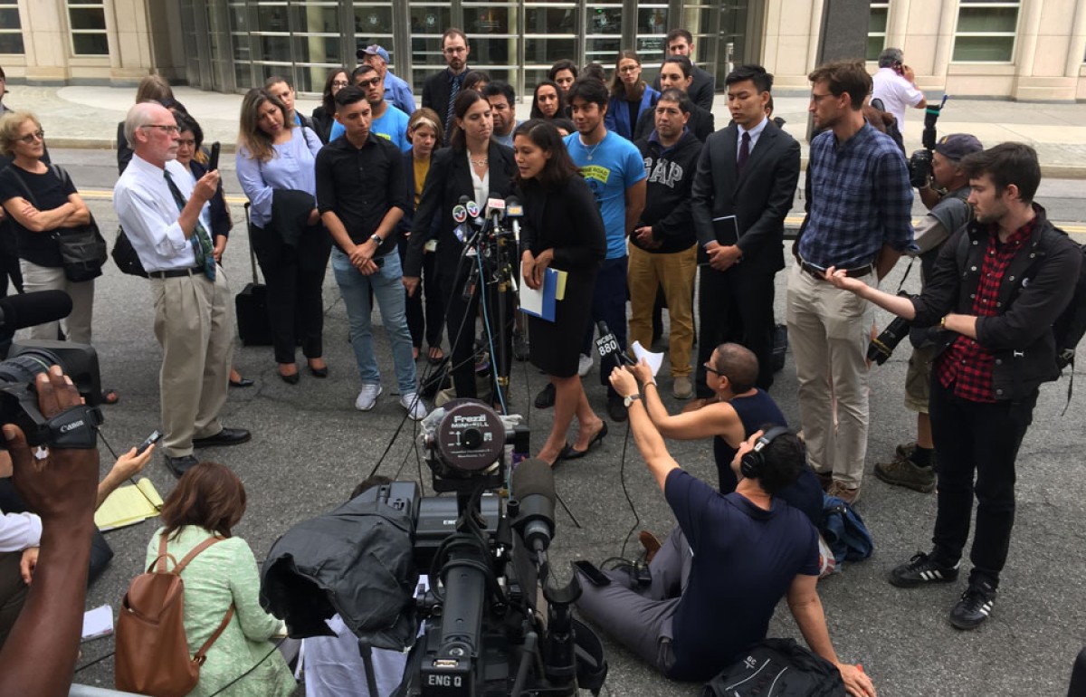 Students from WIRAC held a press conference last year after a DACA hearing in New York.