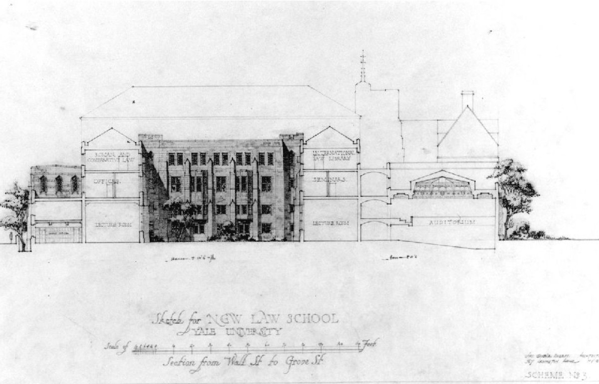 Original sketch of Yale Law School