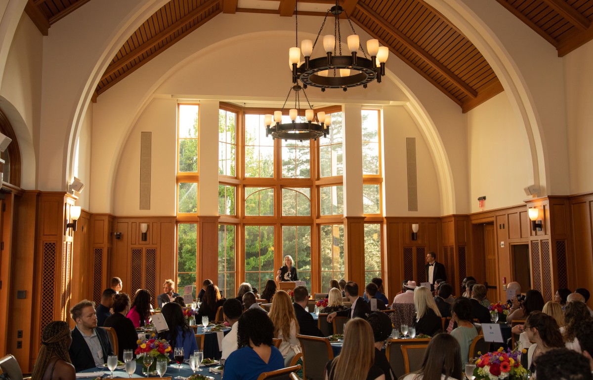 Photograph of Dean Gerkin speaking at a formal lunch