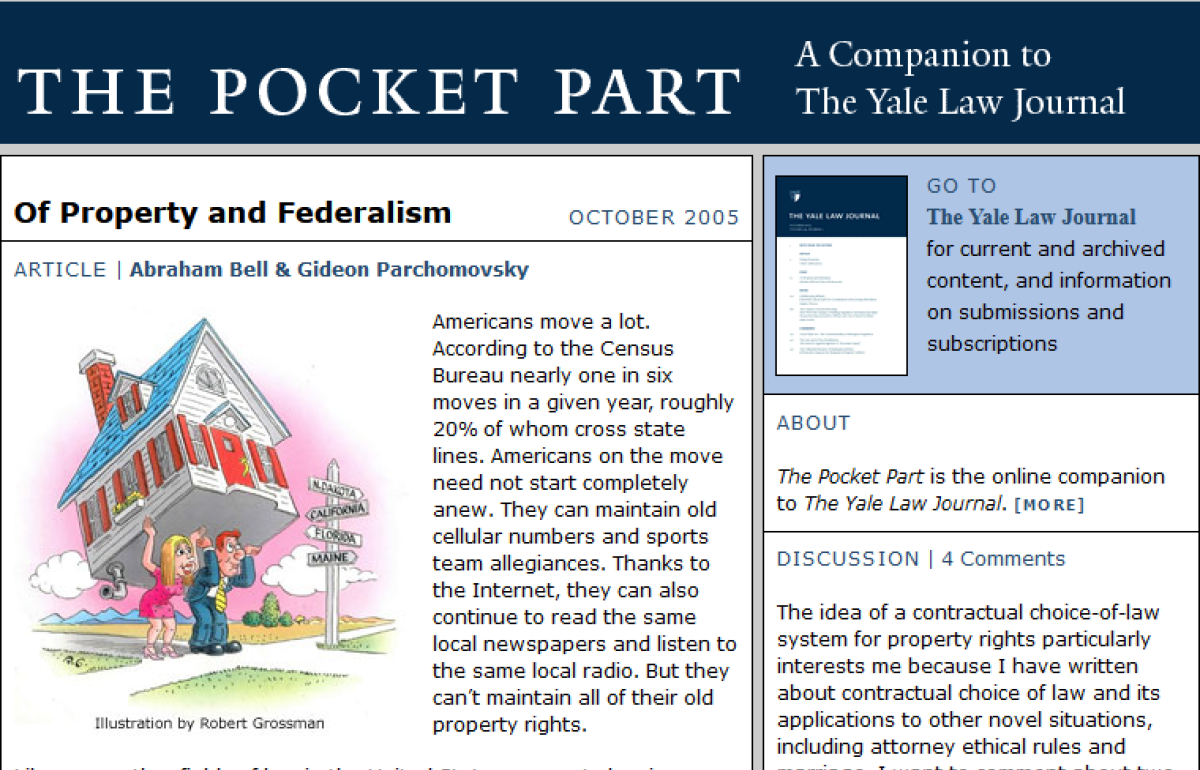 Screenshot of a webpage titled "The Pocket Part" that is primarily text.