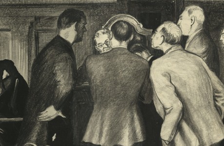 sketch of courtroom