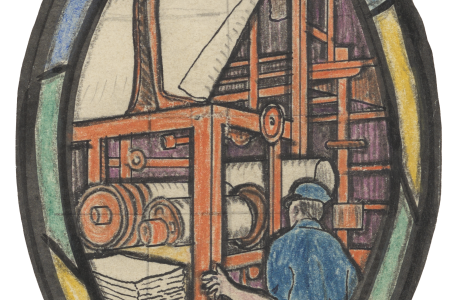 Drawing of printing press