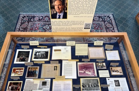 Main Case Exhibit containing artifacts depicting Prof. W. Michael Reisman's work as a jurist, a scholar and teacher, and a policy advocate. d 